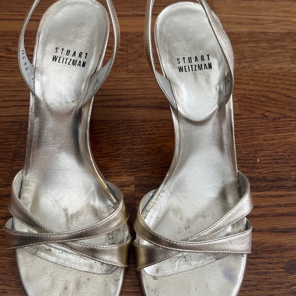 Stuart Weitzman Delovely Heels - gold - size 7.5 wide - Picture 9 of 10